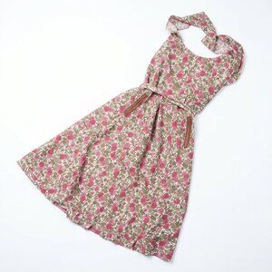 Handmade Vintage Floral Apron | Pink & Sage Green | Adjustable 32” Full Length